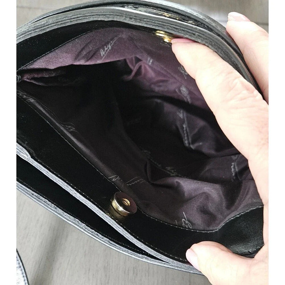 Aigner Crossbody Purse Shoulder Bag Handbag Smooth Black Leather Minimalist Vtg - Picture 12 of 12